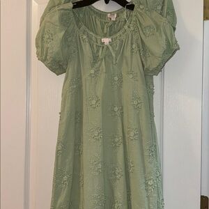 GB Light Sage Green Puff-Sleeve Dress Size L and XL